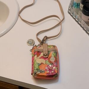Floral Crossbody Bag with Tan Strap
